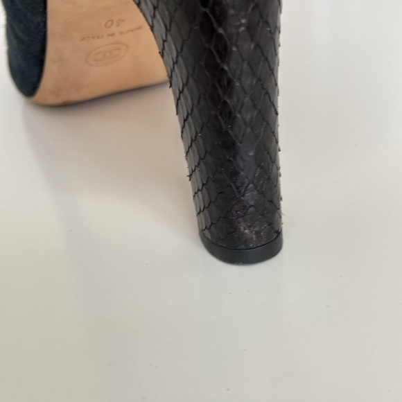 Chanel Navy Suede & Black Python Ankle Boots - Fall 2016 - Picture 9 of 9